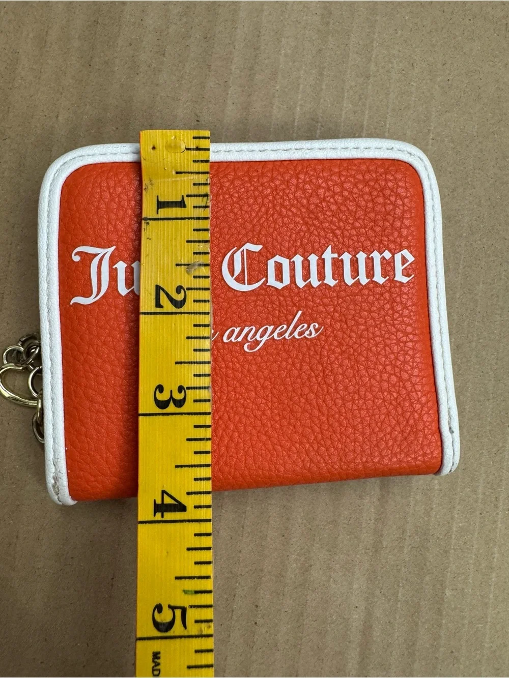 Juicy Couture Orange Wallet with White Trim and Gold Heart Charm